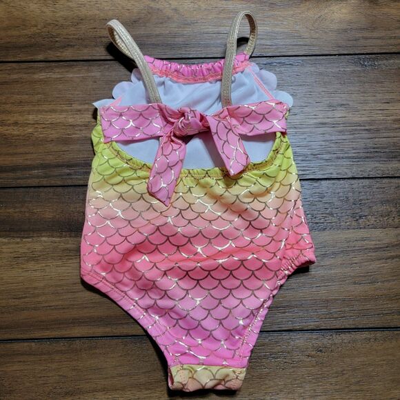 Penelope Mack Infants 1 Pc Swimsuit Fish Scales & Back Tie - Size 24 Mo - Picture 1 of 5